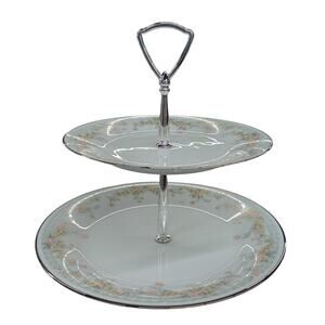 Noritake Porcelain Two-tiered Serving Tray Veranda Pattern